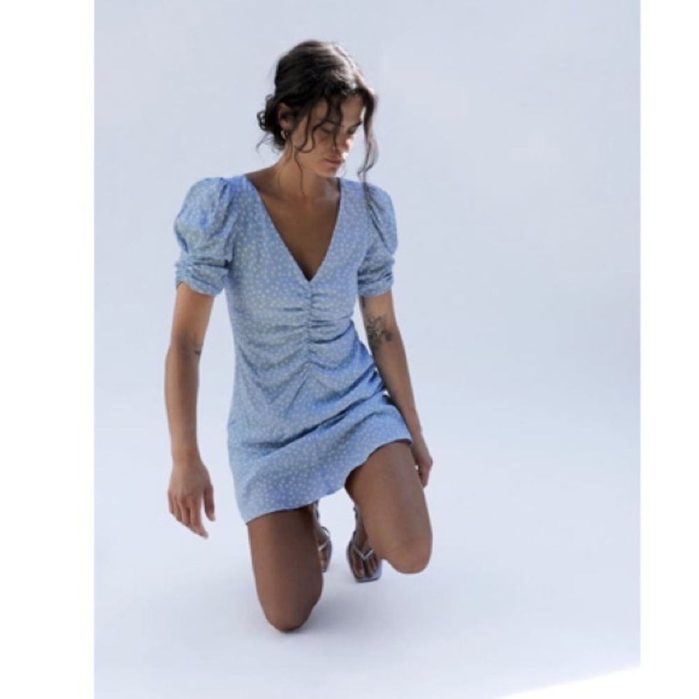 Zara Sky Blue Polka Dot Dress - Picture 5 of 5